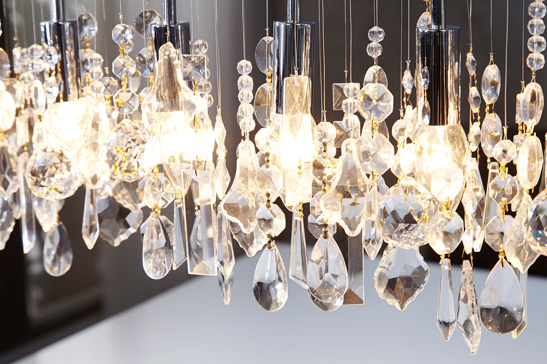 Hanging Lamp Diamonds 120cm Acryl Silver 9-lights