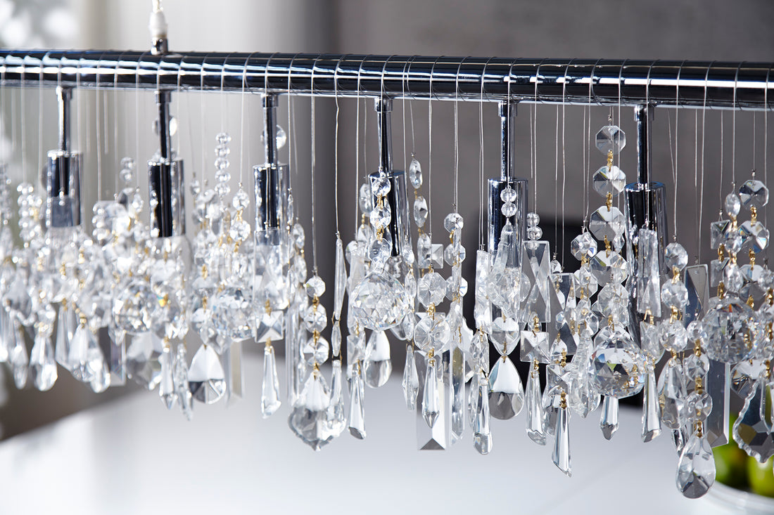 Hanging Lamp Diamonds 120cm Acryl Silver 9-lights