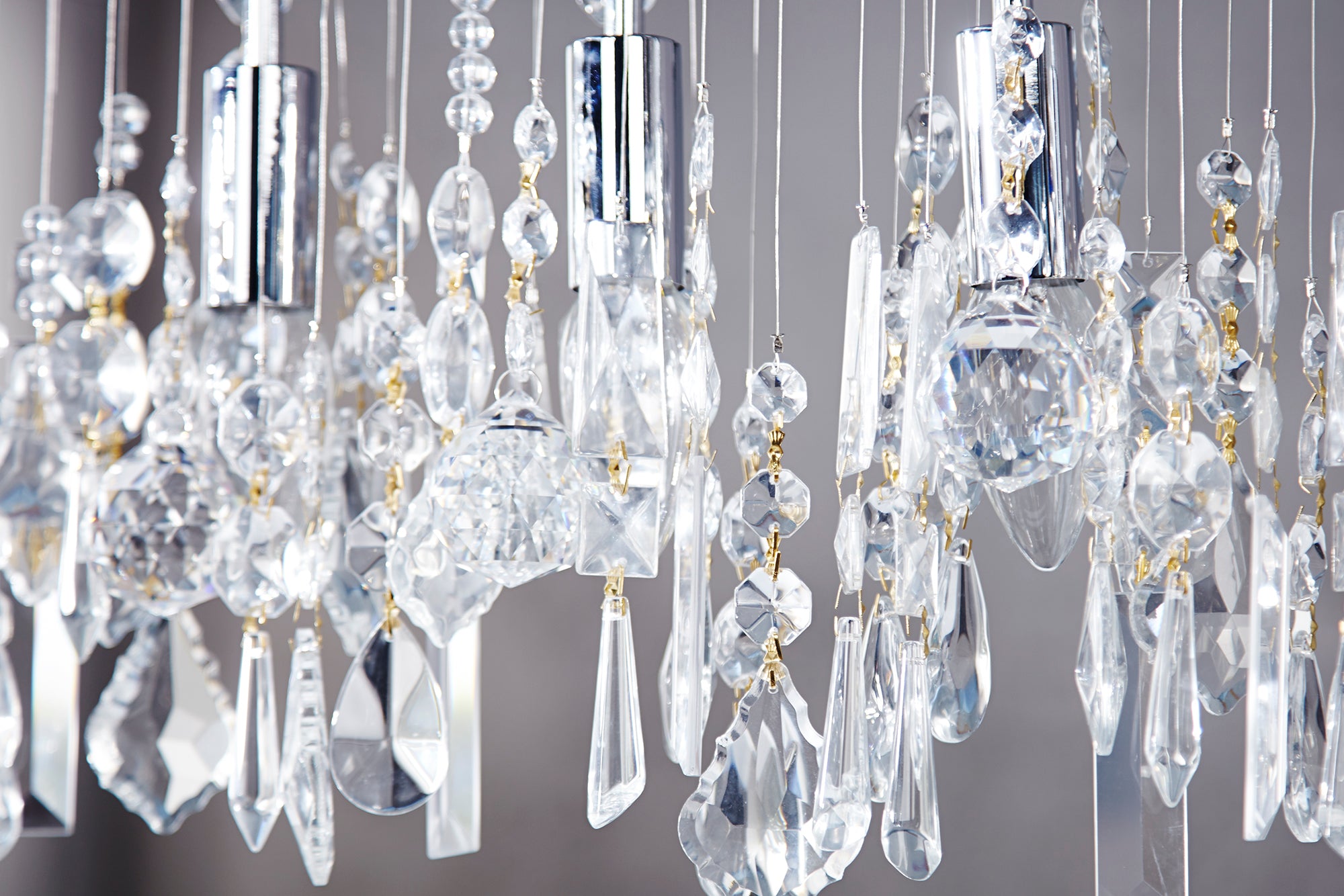 Hanging Lamp Diamonds 120cm Acryl Silver 9-lights