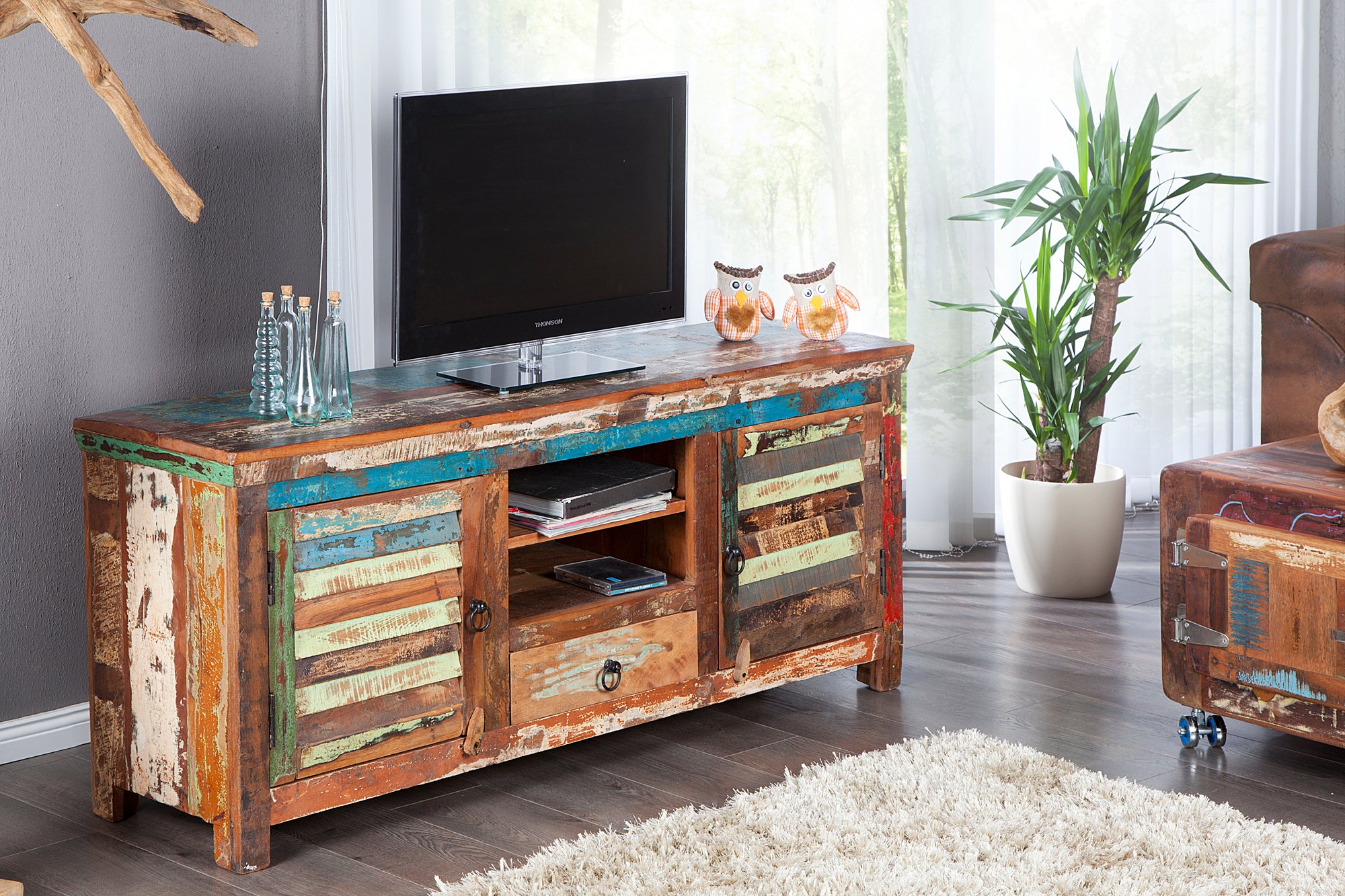 Brushed Up Multi-Colored TV Stand