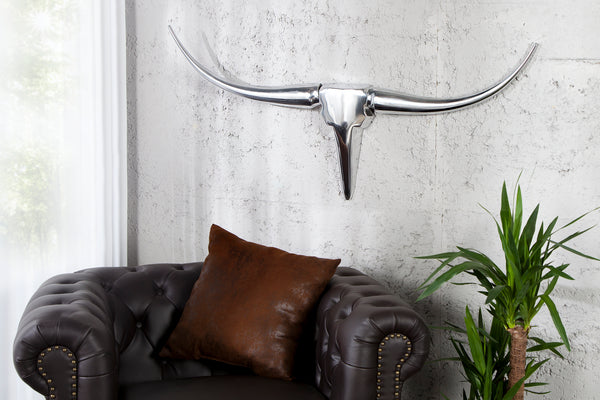Decorative Bull Horns Texas 100cm Aluminium Chrome