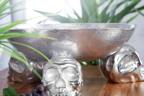 Fruit Bowl Skull 35cm Silver