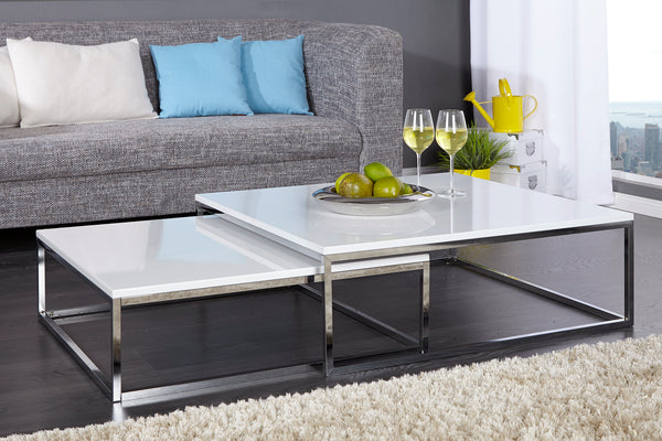Chrome white coffee shop table