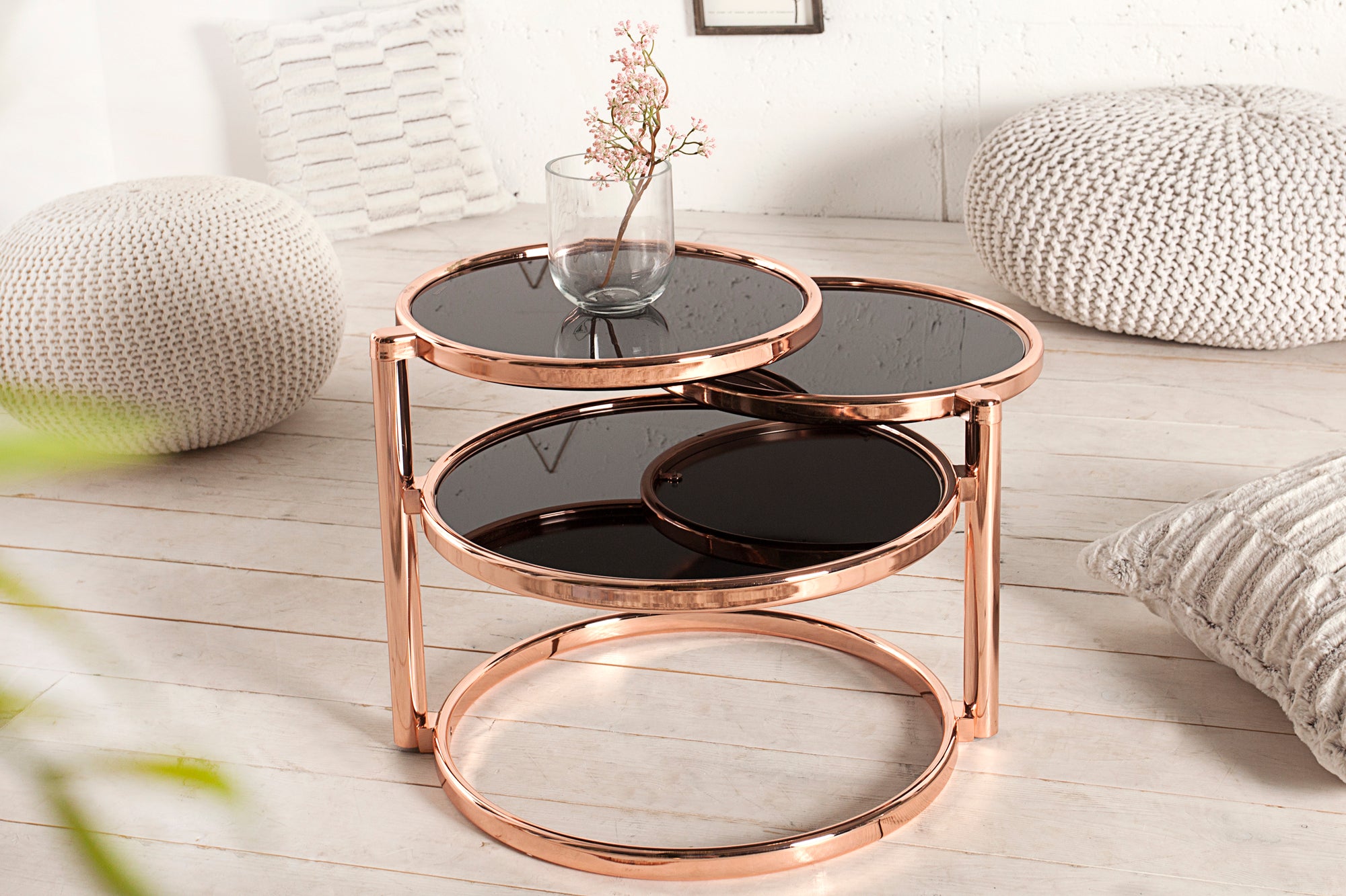 Coffee Table Art Deco 3 Levels 155cm Metal Copper