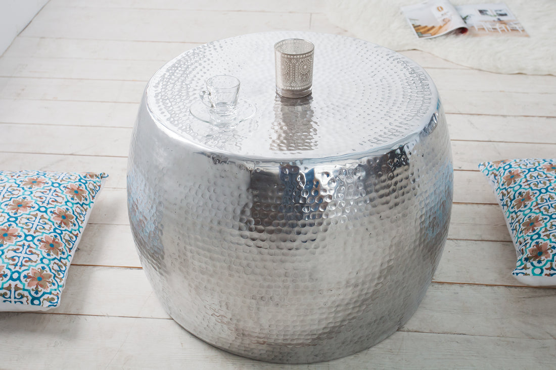 Round Coffee Table Orient 60cm Metal Silver