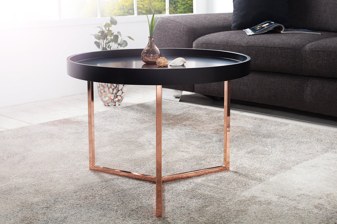 Coffee Table Cascade 60cm Black Wood Copper