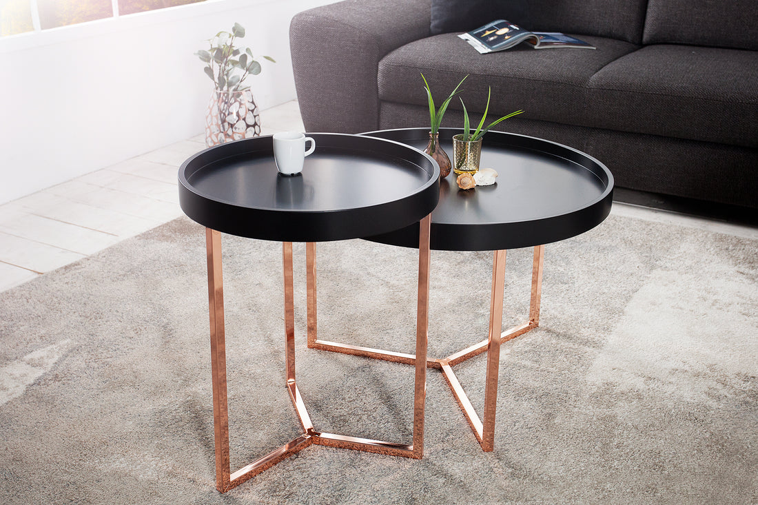 Round Coffee Table Cascade 40cm Black Copper