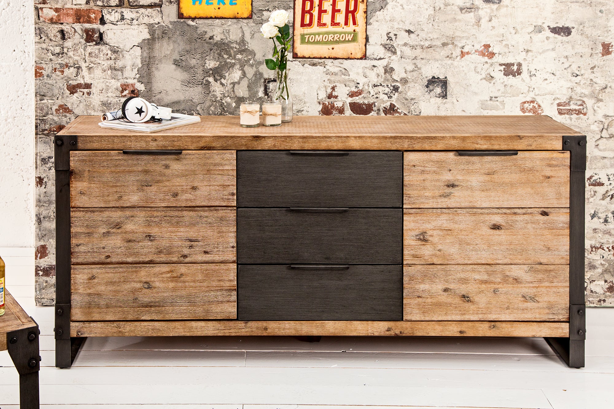 Sideboard Fortress 180cm Acacia Wood Grey
