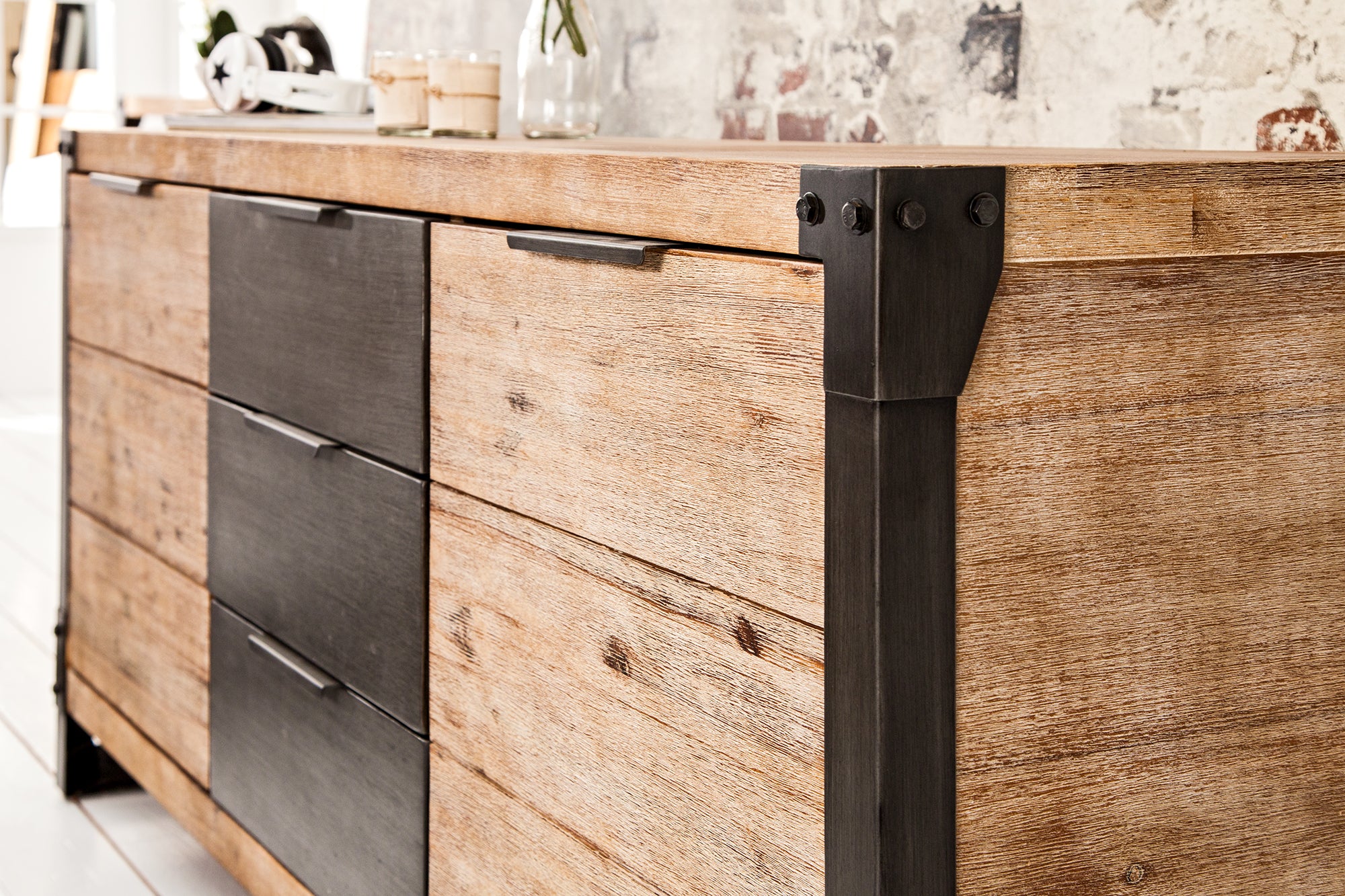 Sideboard Fortress 180cm Acacia Wood Grey
