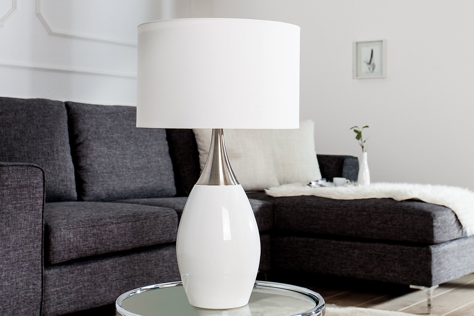 Table Lamp Carla 60cm Metal White