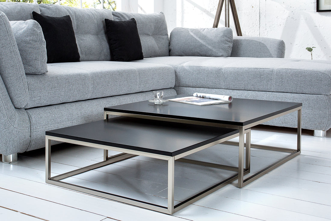 Nesting Coffee Table Elements Set of 2 Black Steel