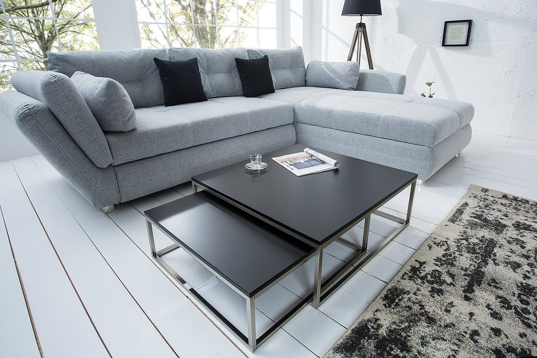 Set Of Two Nesting Coffee Tables Elements 65cm/75cm Metal Black