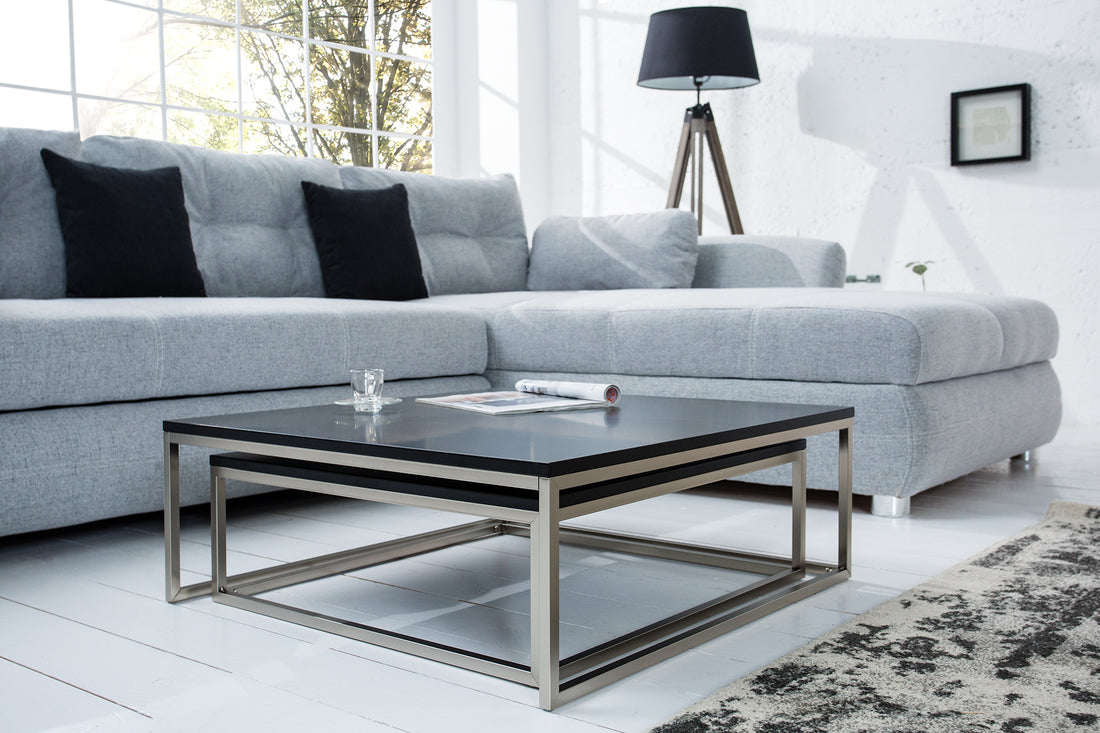 Set Of Two Nesting Coffee Tables Elements 65cm/75cm Metal Black
