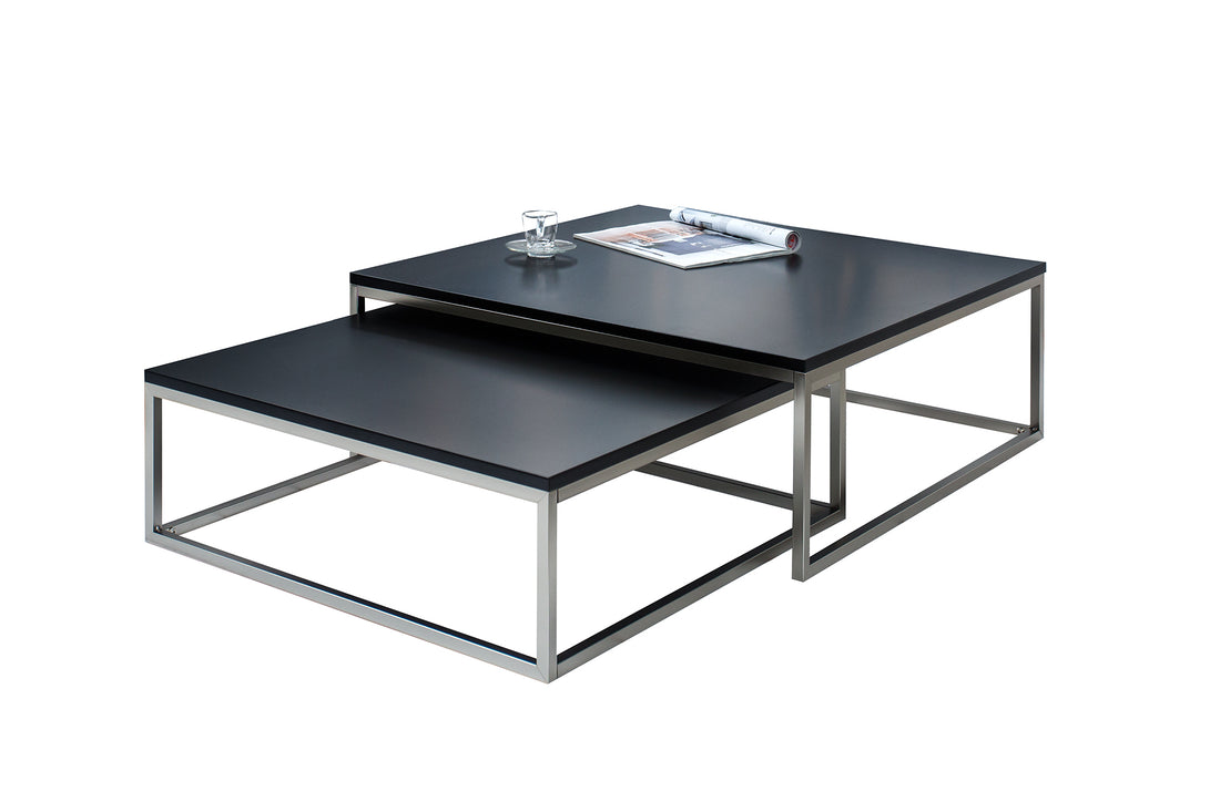 Set Of Two Nesting Coffee Tables Elements 65cm/75cm Metal Black