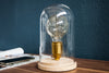 Table Lamp Edison Retro 22cm Wood Glass