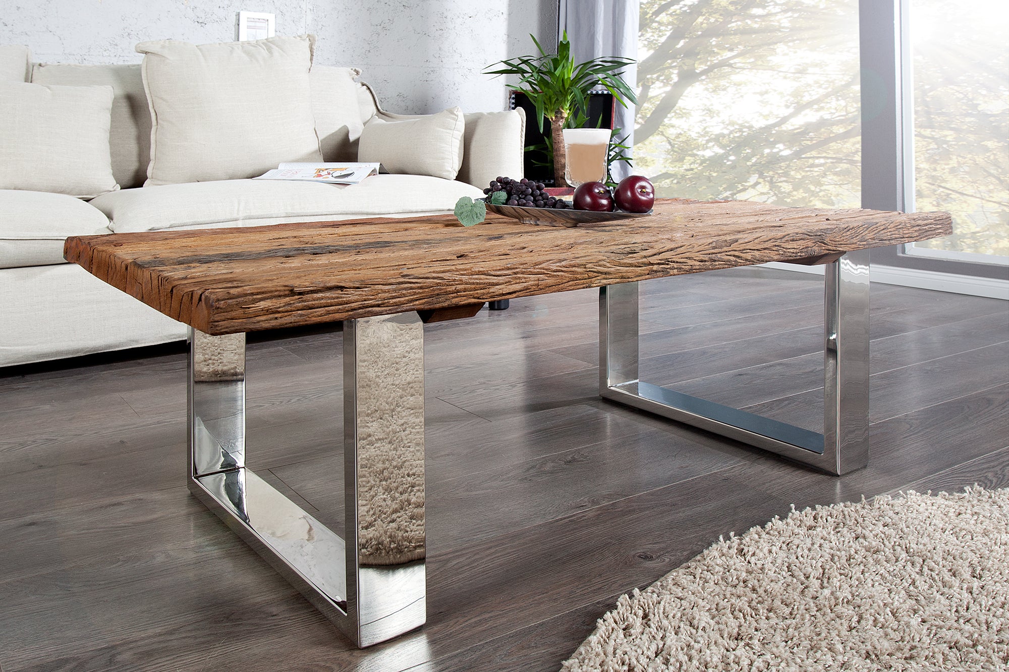 Coffee Table Barracuda II 110cm Recycled Wood Brown