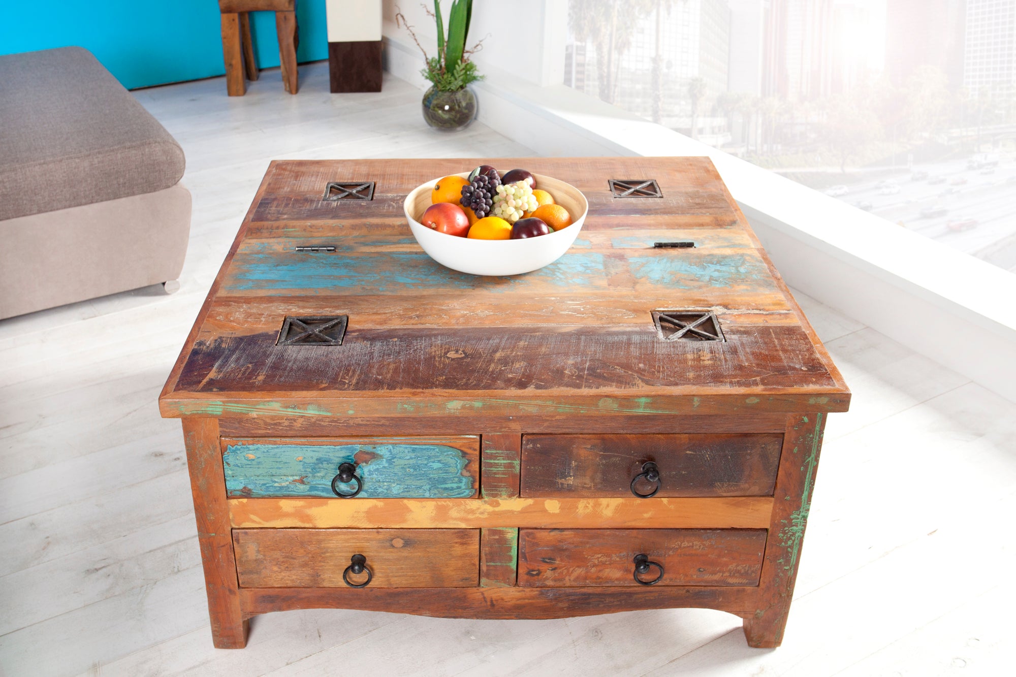 Coffee Table Sri Lanka 70cm Recycled Acacia Wood Brown