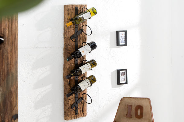 Wall Wine Rack Barracuda 100cm Teak Wood Brown