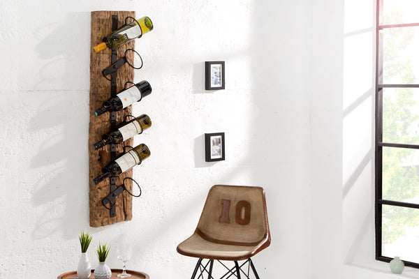 Wall Wine Rack Barracuda 100cm Teak Wood Brown