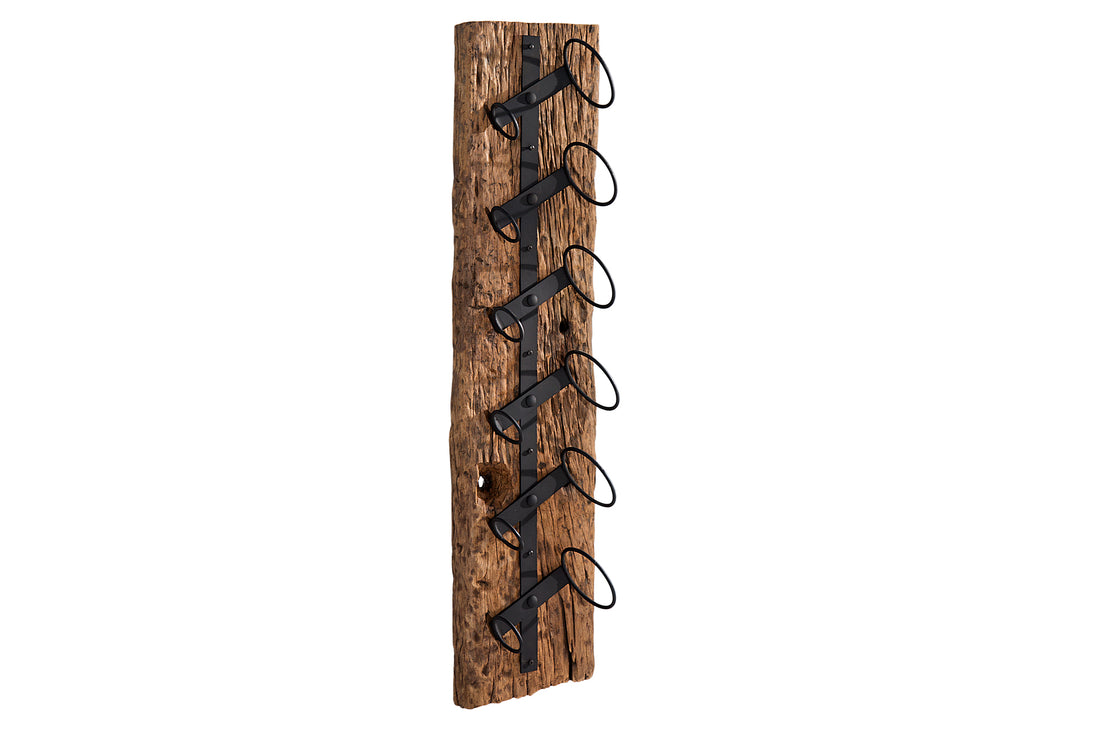 Wall Wine Rack Barracuda 100cm Teak Wood Brown