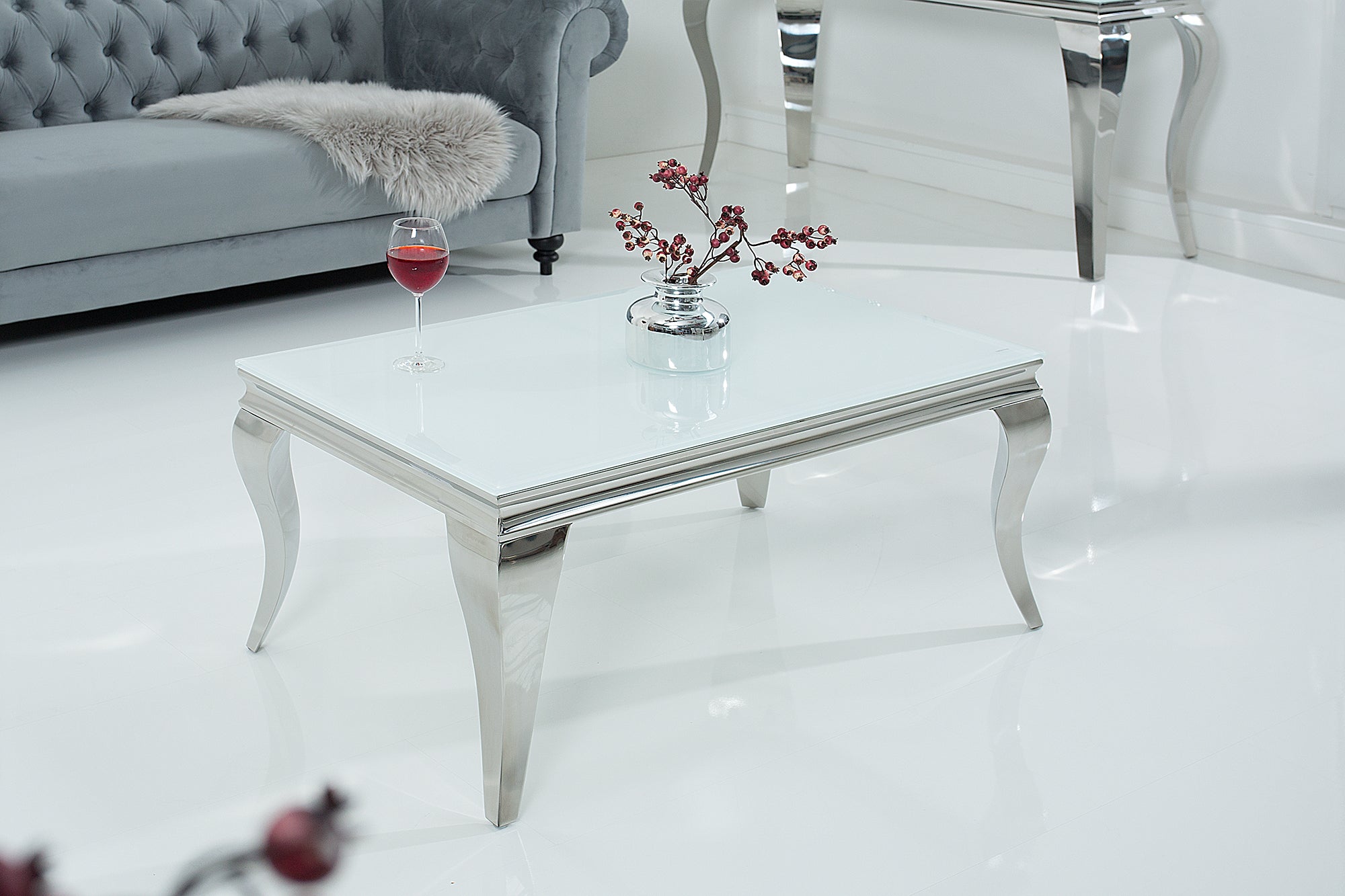 Coffee Table Belvedere 100cm White Opal Glass