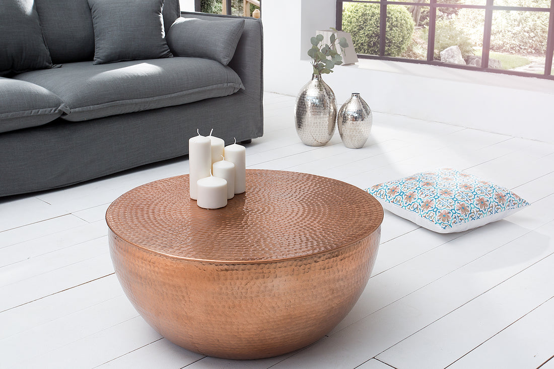 Round Coffee Table Orient 60cm Metal Copper