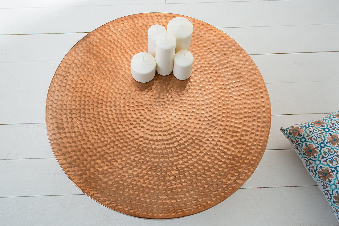 Round Coffee Table Orient 60cm Metal Copper