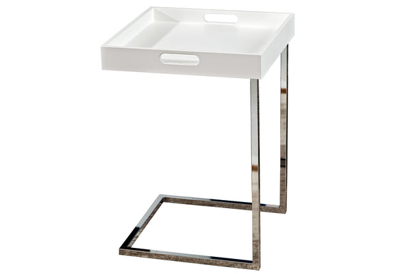 Side Table Ciano Tray 40cm White Chrome