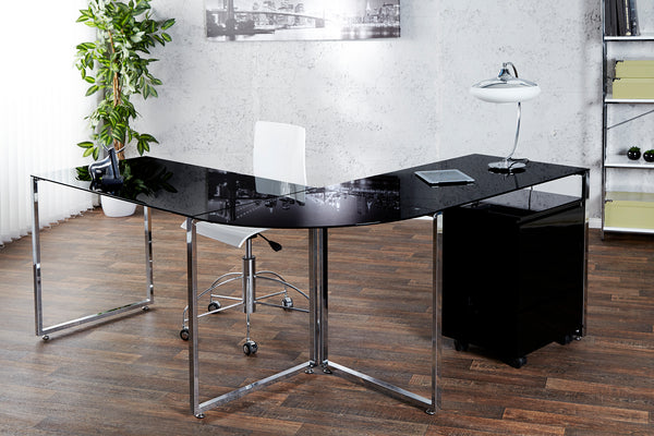 Corner Desk Big Deal Safety Glass Black