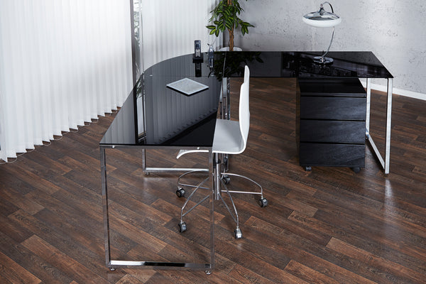 Corner Desk Big Deal Safety Glass Black
