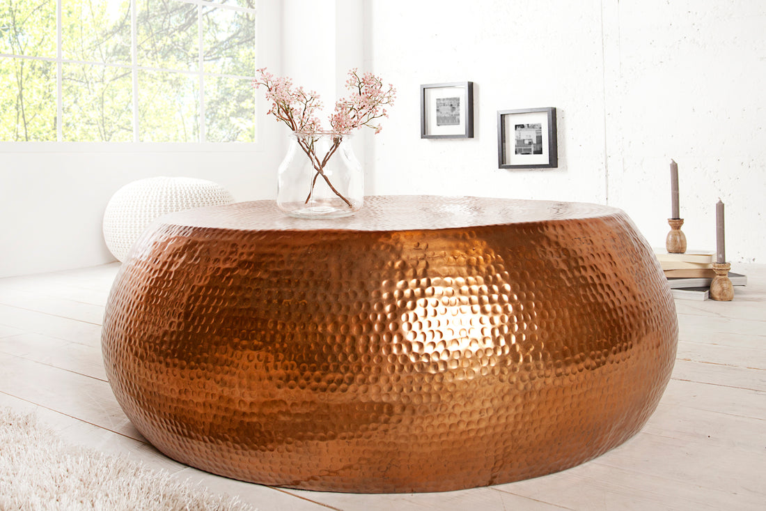 Round Coffee Table Orient 80cm Metal Copper