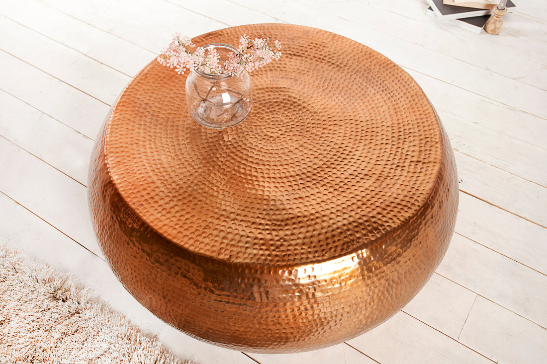Round Coffee Table Orient 80cm Metal Copper