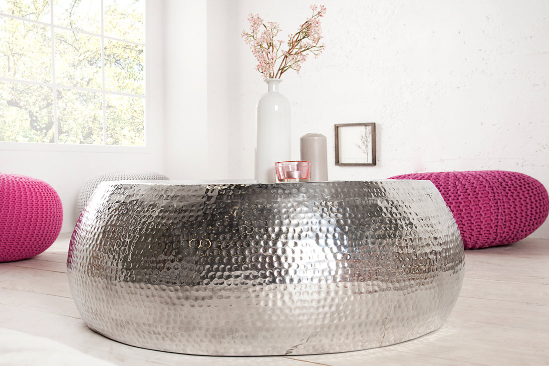 Round Coffee Table Orient 80cm Metal Silver