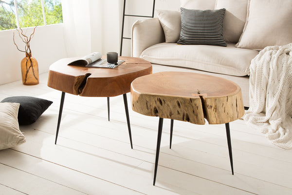 Coffee Table Goa 60cm Acacia Wood Natural Metal Legs