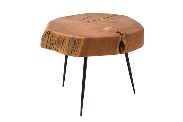 Coffee Table Goa 60cm Acacia Wood Natural Metal Legs