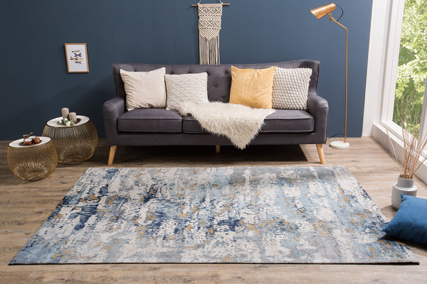 Rug Abstract 240x160cm Cotton Blue