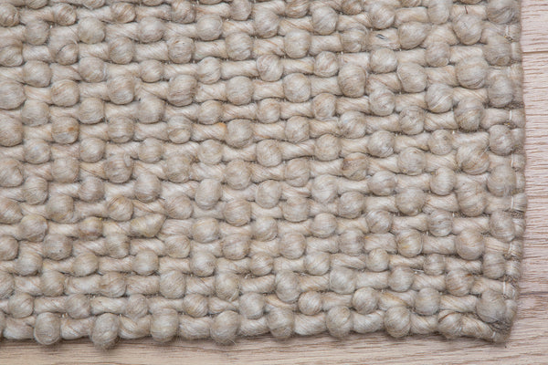 Hand-woven Rug Loop 240x160cm Wool Beige