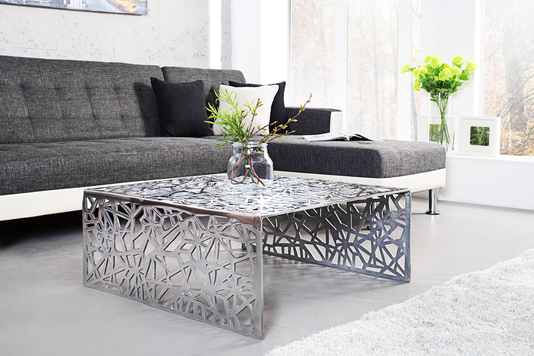 Coffee Table Abstract 60cm Silver