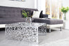 Coffee Table Abstract 60cm Metal Silver