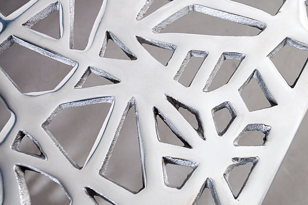 Coffee Table Abstract 60cm Metal Silver