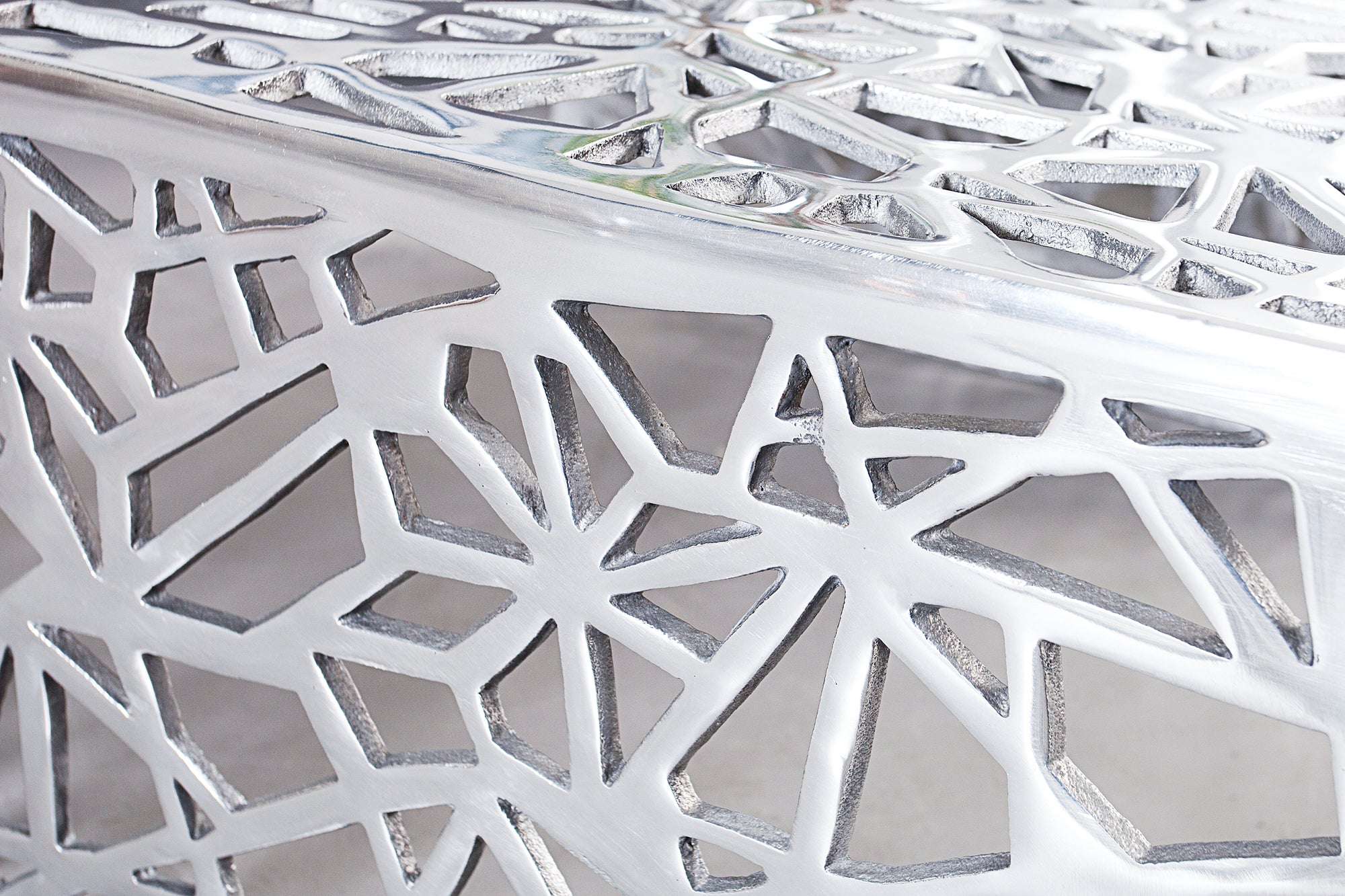 Coffee Table Abstract 60cm Metal Silver