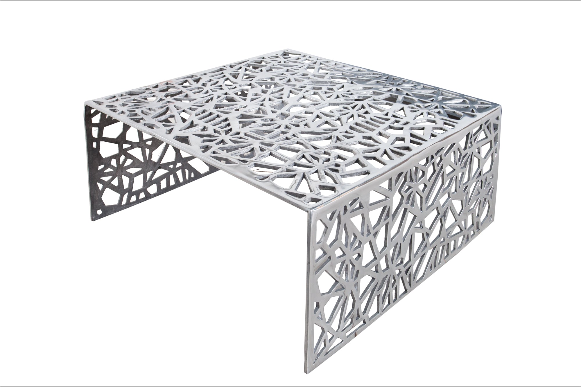 Coffee Table Abstract 60cm Metal Silver