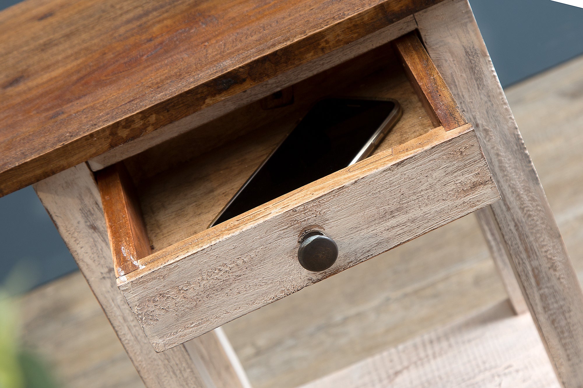Side Table La Fleur 51cm Mahogany Wood White
