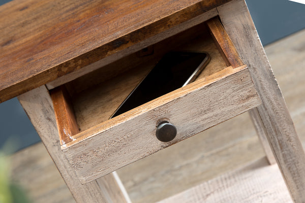 Side Table La Fleur 51cm Mahogany Wood White