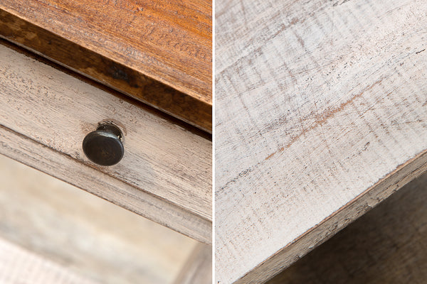Side Table La Fleur 51cm Mahogany Wood White