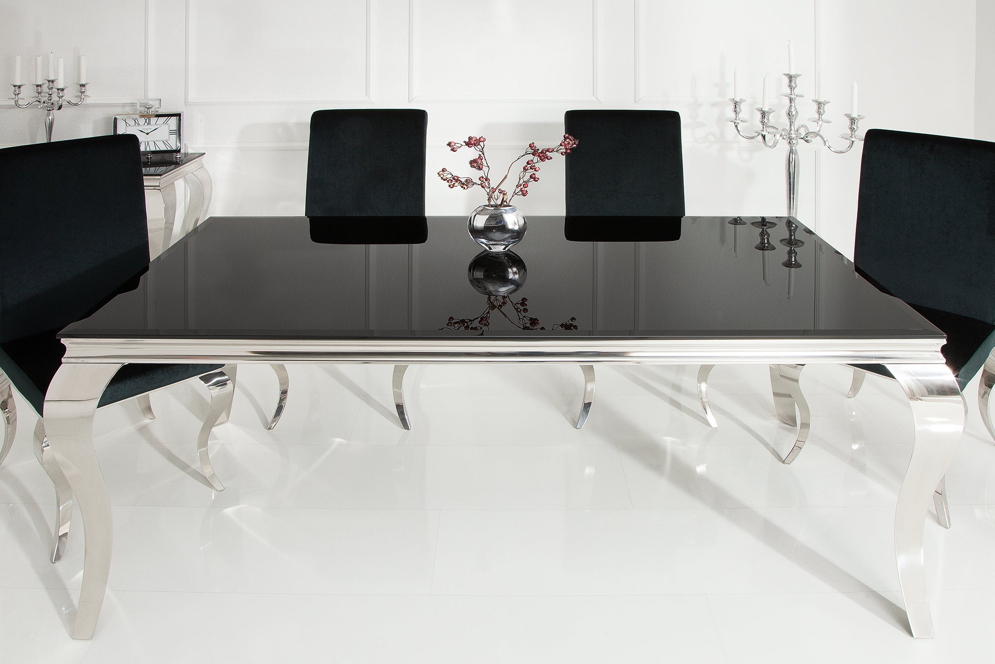 Dining Table Belvedere 200cm Black Silver