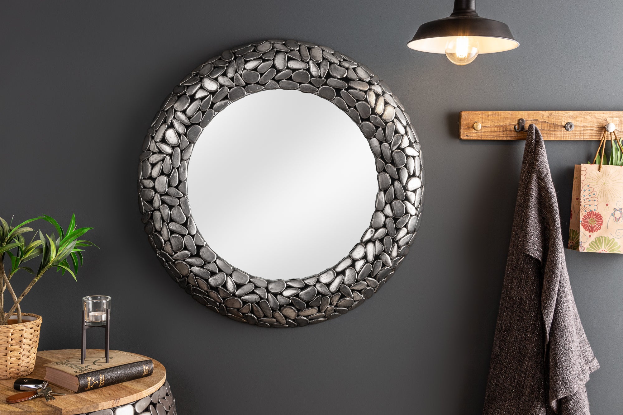 Mirror Stone Mosaic 82cm Grey