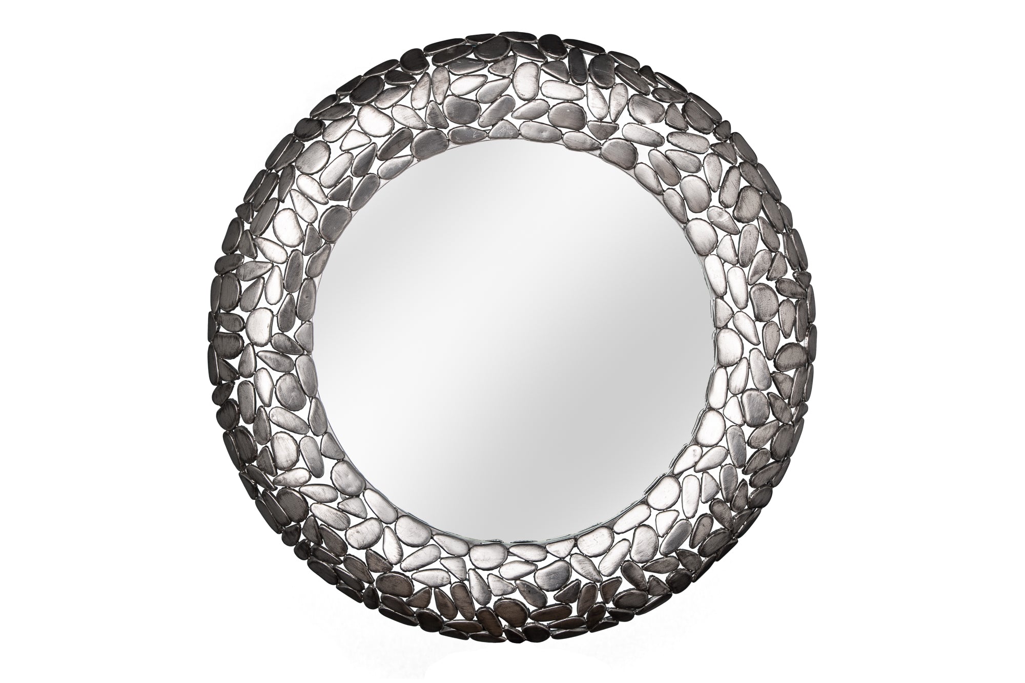 Mirror Stone Mosaic 82cm Metal Silver