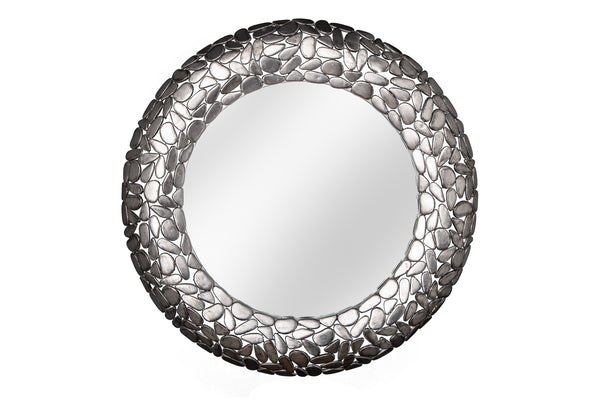 Mirror Stone Mosaic 82cm Metal Silver