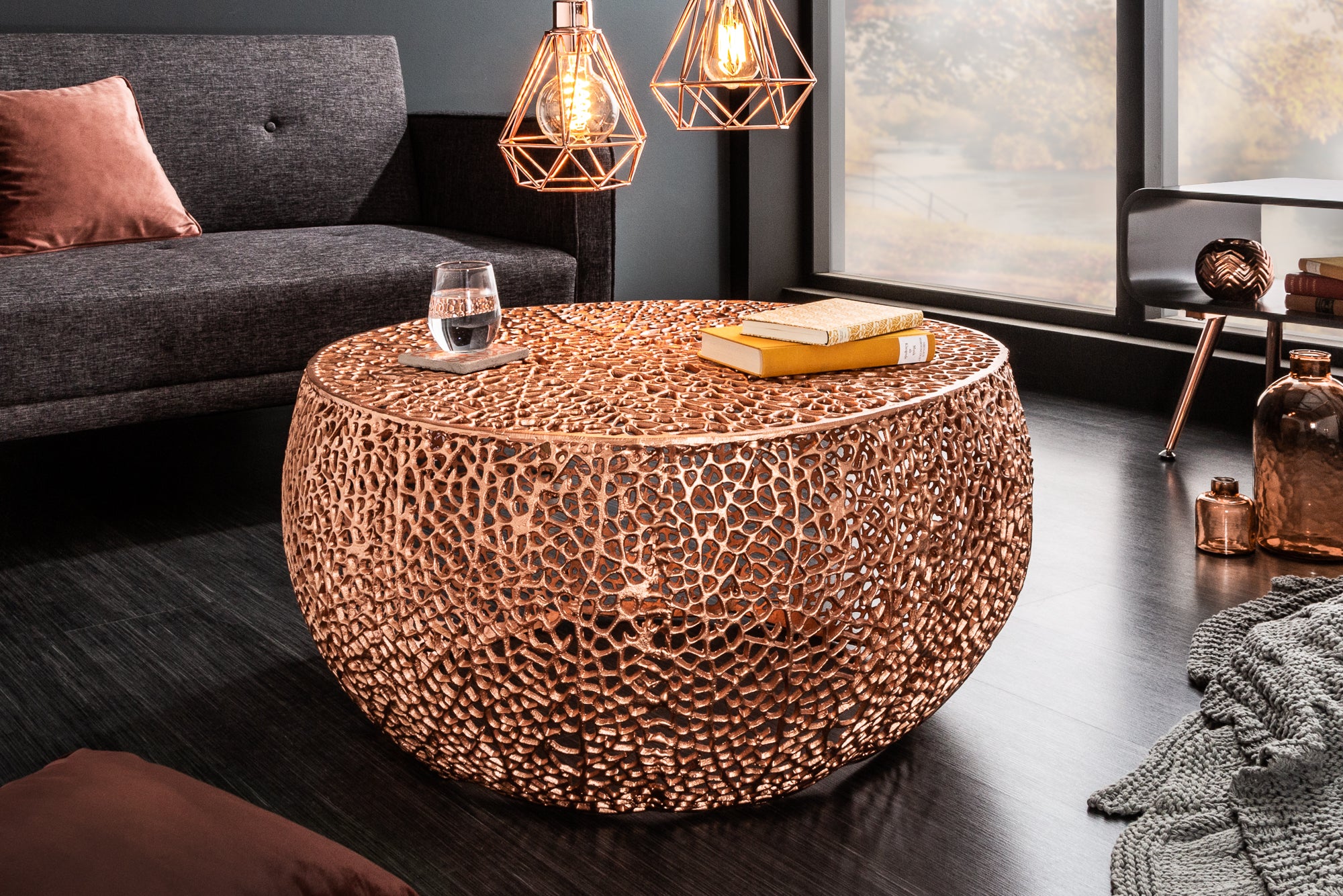 Coffee Table Ambrosia 80cm Metal Copper